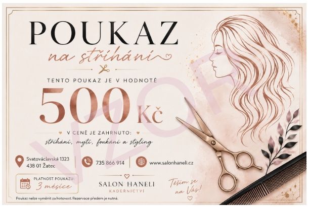 Poukaz dámské Kadeřnictví Žatec _ Salon Haneli dárek pro ženu